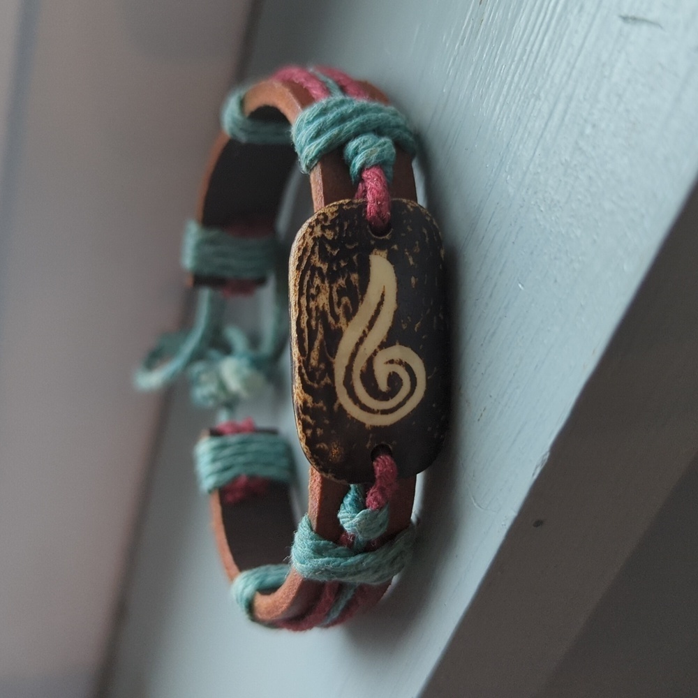 Vintage Bracelet leather island ocean design unisex stone …